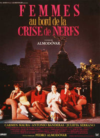 Women on the Verge of a Nervous Breakdown movie poster print featuring vibrant colors and design.