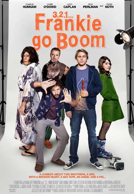 Frankie Go Boom Movie Poster Print featuring vibrant colors and unique design.