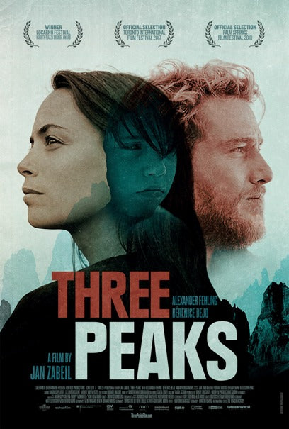 Three Peaks movie poster print showcasing stunning mountain visuals.