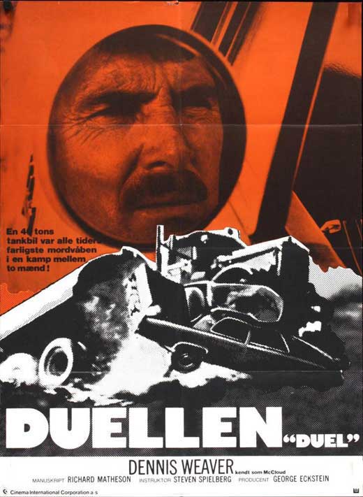 Duel Movie Poster Print featuring intense chase scene artwork.