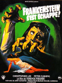 The Curse of Frankenstein Movie Poster Print showcasing classic horror film imagery.