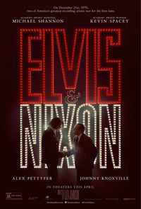 Elvis & Nixon Movie Poster Print showcasing the iconic meeting between Elvis Presley and President Nixon.