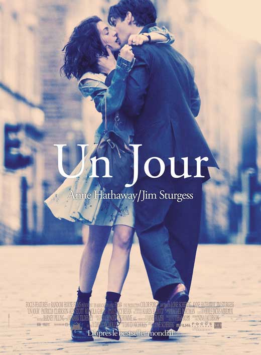 One Day Movie Poster Print showcasing romantic visuals, available in multiple sizes.