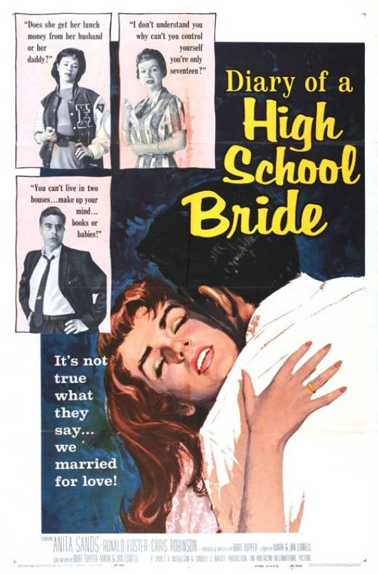 Diary of a High School Bride Movie Poster Print showcasing a romantic high school theme.