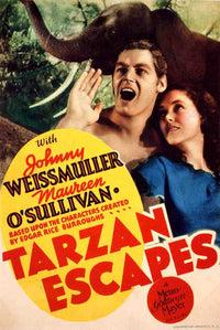 Tarzan Escapes Movie Poster Print featuring Tarzan in action.