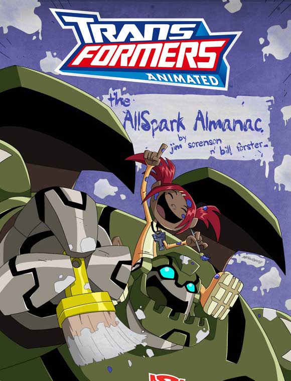 Transformers Animated Movie Poster Print showcasing Autobots and Decepticons.