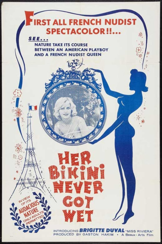 Her Bikini Never Got Wet Movie Poster Print showcasing classic film art.