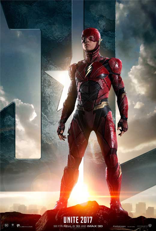 Justice League Movie Poster Print featuring iconic superheroes in vibrant colors.