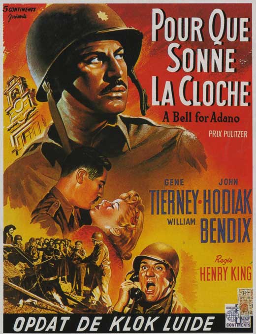 A Bell for Adano Movie Poster Print showcasing classic film art.