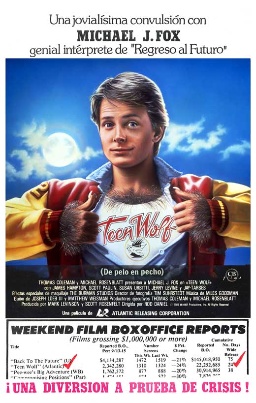Teen Wolf Movie Poster Print featuring iconic werewolf imagery