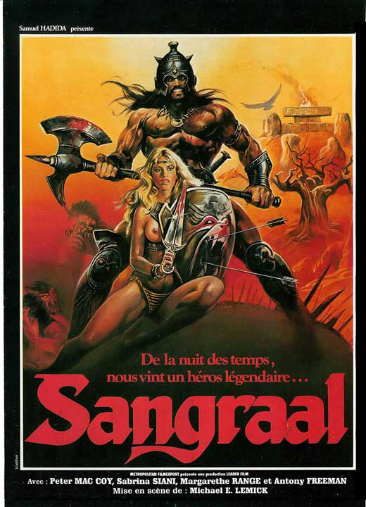 The Sword of the Barbarians Movie Poster Print featuring vibrant colors and dynamic imagery.