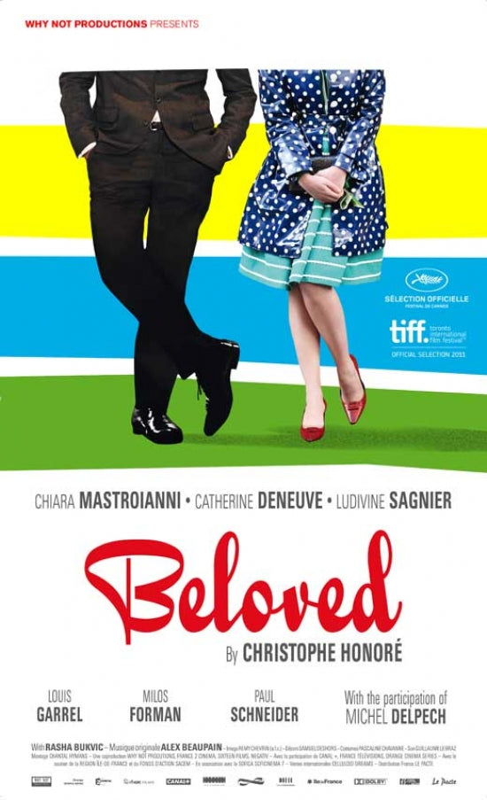 Les bien-aimes movie poster print featuring vibrant artwork.