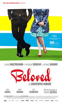 Les bien-aimes movie poster print featuring vibrant artwork.