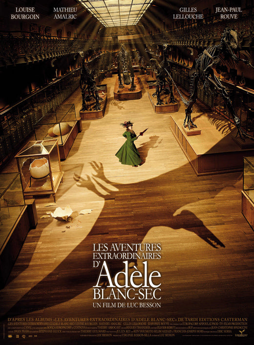 The Extraordinary Adventures of Adele Blanc-Sec Movie Poster Print featuring vibrant colors and whimsical design.