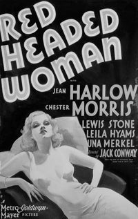 Red-Headed Woman Movie Poster Print featuring vibrant colors and vintage design.
