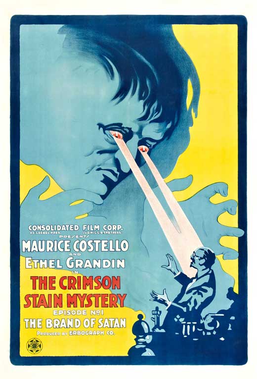 The Crimson Stain Mystery movie poster print featuring vibrant colors and striking imagery.
