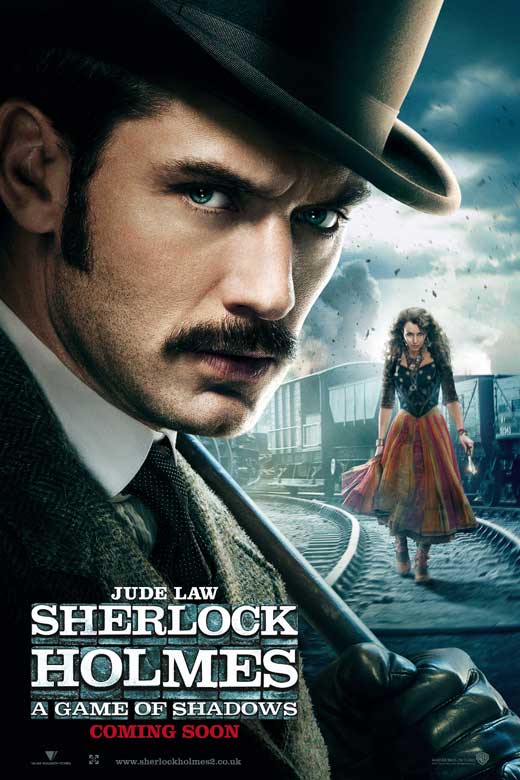 Sherlock Holmes: A Game of Shadows Movie Poster Print featuring iconic characters and cinematic elements.