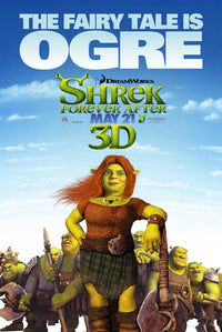 Shrek Forever After Movie Poster Print featuring vibrant characters and scenes.