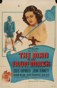 The Man in the Iron Mask movie poster print featuring dramatic imagery.