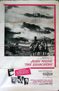 The Searchers Movie Poster Print featuring John Wayne in a classic Western film scene.