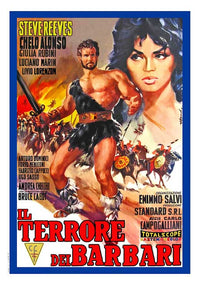 Goliath and the Barbarians Movie Poster Print showcasing classic film art.