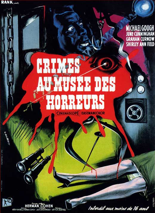 Horrors of the Black Museum Movie Poster Print showcasing classic horror film art.
