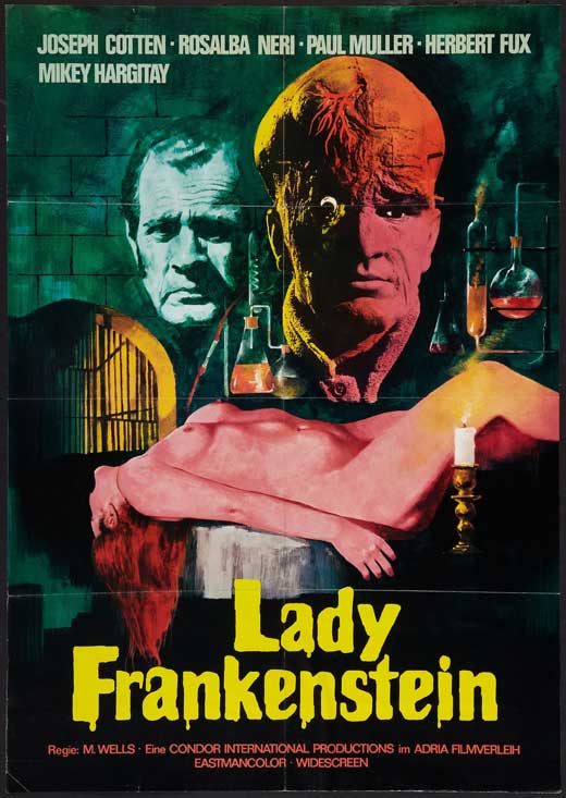 Lady Frankenstein Movie Poster Print showcasing classic horror film imagery.