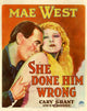 She Done Him Wrong Movie Poster Print featuring classic cinema artwork.