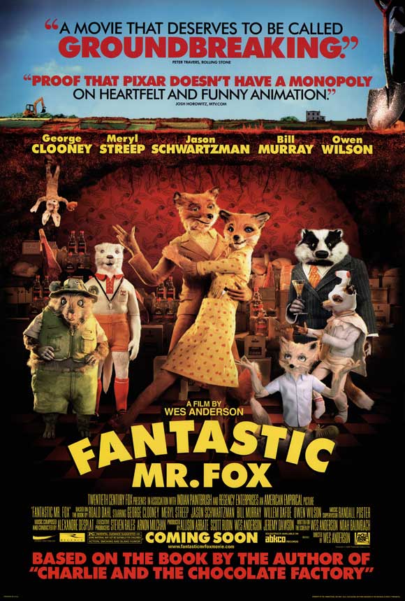 Fantastic Mr. Fox Movie Poster Print featuring whimsical animation art.