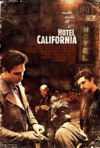 Hotel California Movie Poster Print showcasing classic rock art.