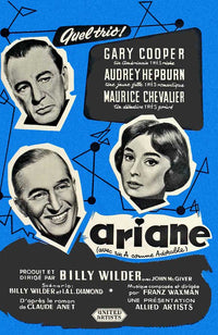 Love in the Afternoon Movie Poster Print showcasing romantic vintage artwork.