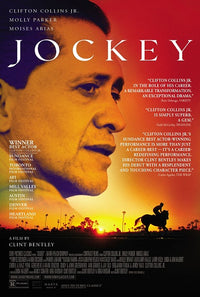 Jockey Movie Poster Print featuring dynamic horse racing artwork.