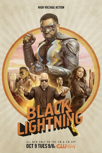 Black Lightning Movie Poster Print showcasing the iconic superhero