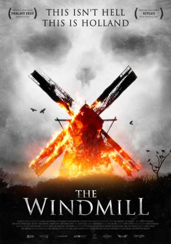 The Windmill Massacre movie poster print featuring eerie horror imagery.