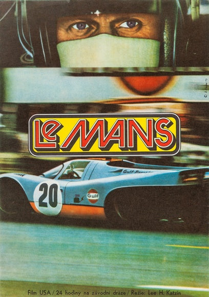 Le Mans Movie Poster Print featuring classic racing artwork.