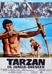 Tarzan and the Jungle Boy Movie Poster Print featuring vibrant jungle imagery.