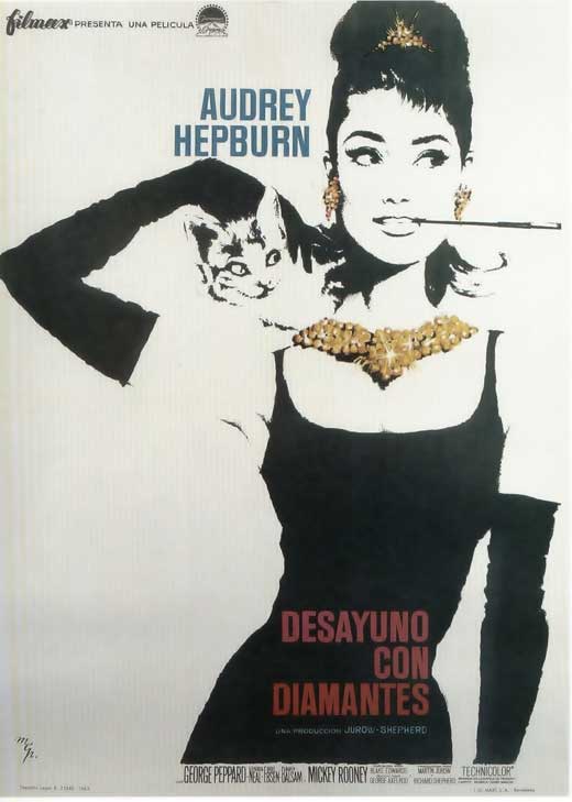 Breakfast at Tiffany's Movie Poster Print featuring Audrey Hepburn.