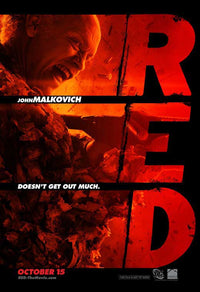 Red Movie Poster Print showcasing vibrant colors and dynamic design.