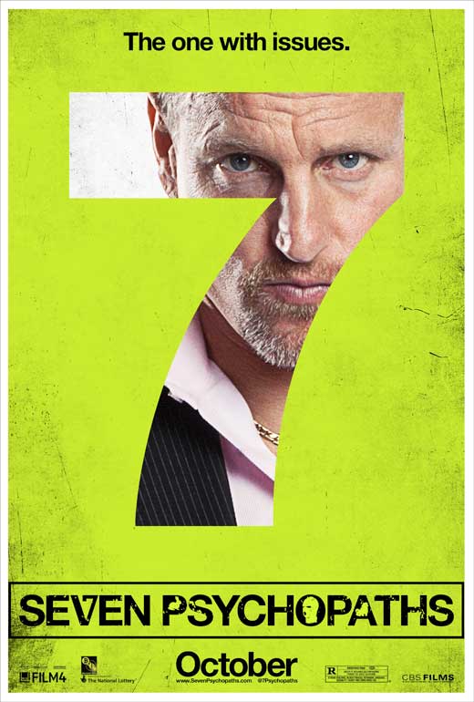Seven Psychopaths Movie Poster Print showcasing vibrant characters and cinematic theme.