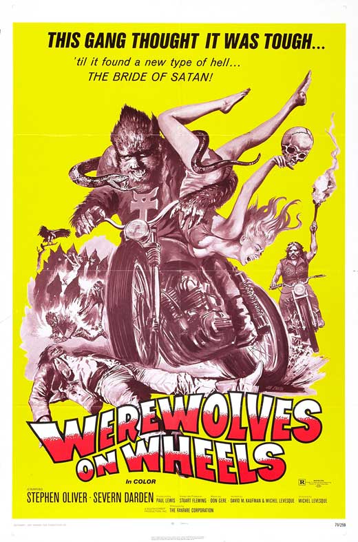 Werewolves on Wheels Movie Poster Print featuring horror film art.