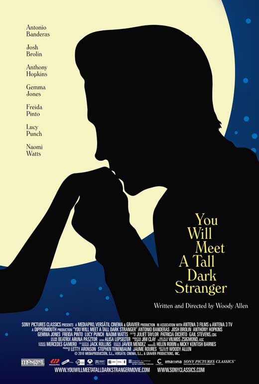 You Will Meet a Tall Dark Stranger Movie Poster Print featuring vibrant colors.