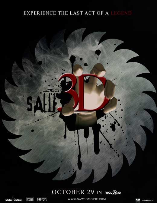 Saw 3D Movie Poster Print featuring iconic horror imagery.