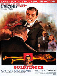 Goldfinger Movie Poster Print featuring iconic imagery from the film.