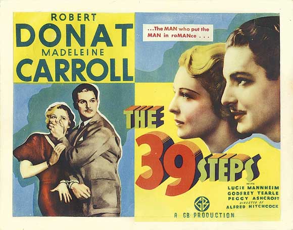 The 39 Steps Movie Poster Print featuring classic film art