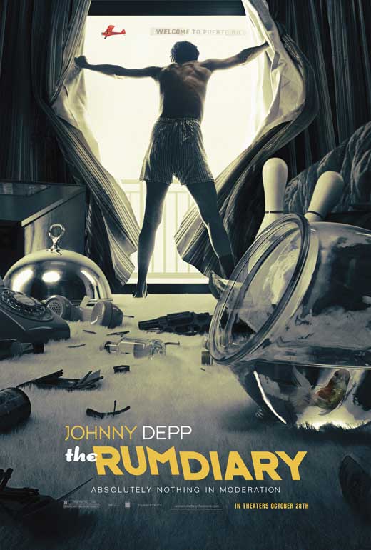 The Rum Diary Movie Poster Print showcasing vibrant colors and cinematic theme.