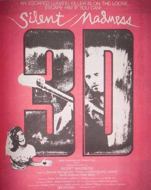 Silent Madness Movie Poster Print showcasing chilling imagery.