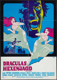 Twins of Evil Movie Poster Print featuring classic horror imagery.