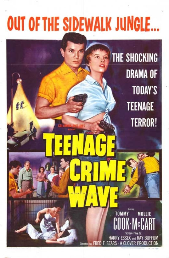 Teen-Age Crime Wave Movie Poster Print featuring vibrant colors and classic design.