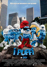 The Smurfs Movie Poster Print featuring colorful characters and whimsical design.
