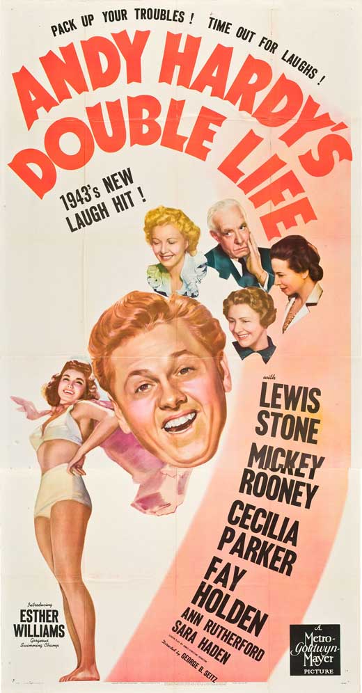Andy Hardy's Double Life Movie Poster Print featuring classic cinema imagery.